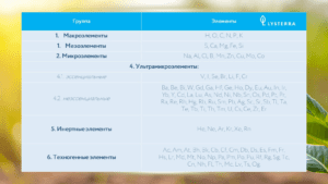 Агрохимическая классификация элементов.
