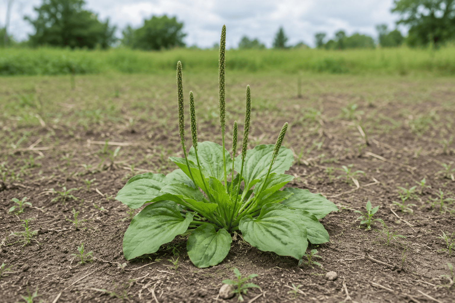 Подорожник большой (Plantago major) — сорное растение