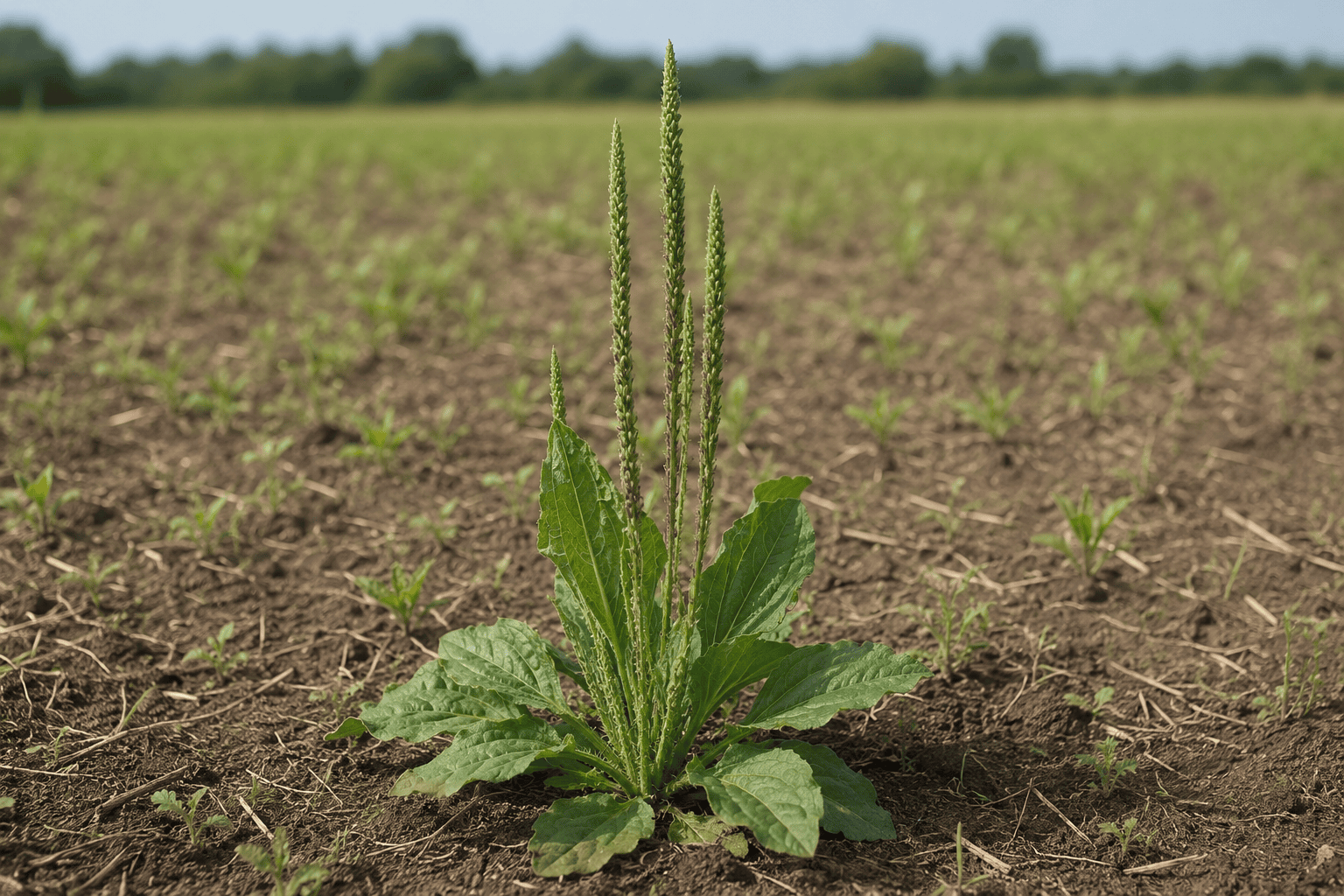 Подорожник шероховатый (Plantago scabra) — сорное растение